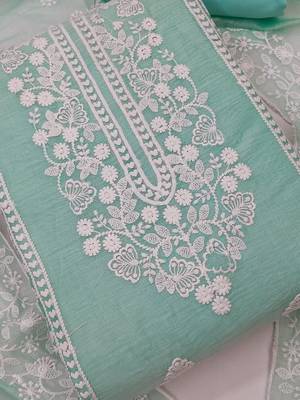 Embroidered Art Silk Unstitched Dress Material 3