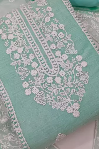 Embroidered Art Silk Unstitched Dress Material