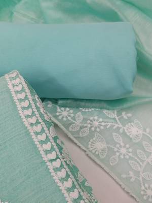 Embroidered Art Silk Unstitched Dress Material 4