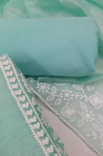 Embroidered Art Silk Unstitched Dress Material