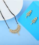 Opulent polish gold color american diamond mangalsutra designed for special wear