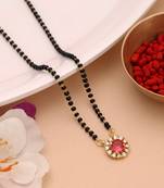 Vibrant rani color american diamond mangalsutra pendant with chain for married women