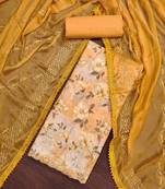 Floral Embroidered Sequinned Pure Cotton Unstitched Dress Material