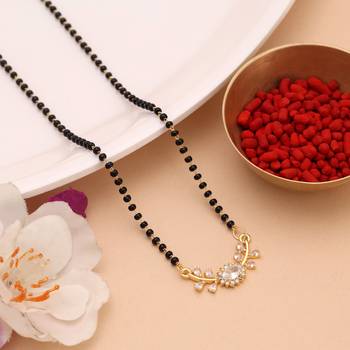 Classic fine gold color american diamond mangalsutra for traditional daily indian wear 1