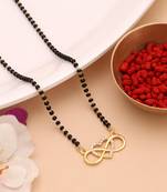 Dazzling traditional gold color american diamond infinity love mangalsutra for women wear