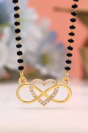 Dazzling traditional gold color american diamond infinity love mangalsutra for women wear