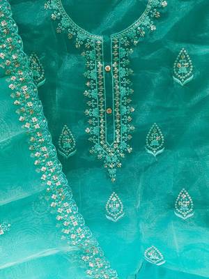 floral embroidered organza unstitched dress material 4