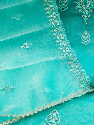 floral embroidered organza unstitched dress material 5