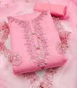 ethnic motifs embroidered organza unstitched dress material