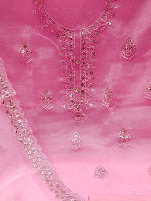 ethnic motifs embroidered organza unstitched dress material 2