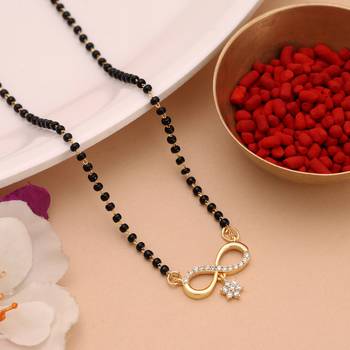 Royal sheen gold color american diamond mangalsutra for wedding ceremony celebrations 1