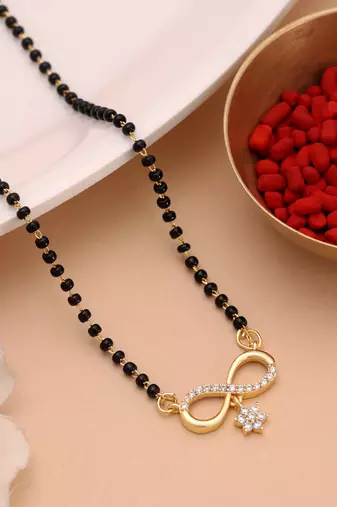 Royal sheen gold color american diamond mangalsutra for wedding ceremony celebrations