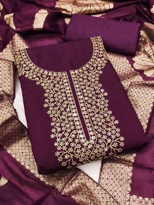 embroidered unstitched dress material 1