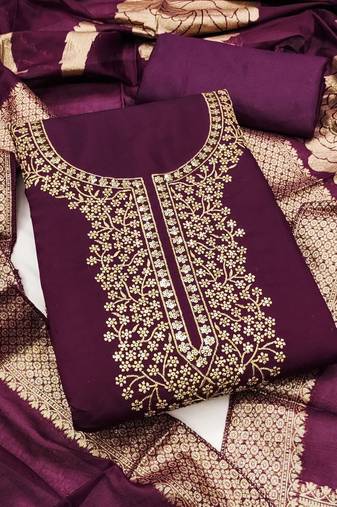 embroidered unstitched dress material
