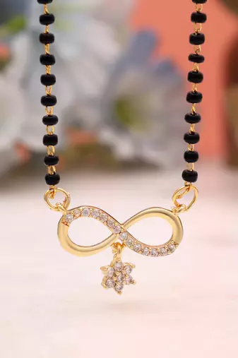 Royal sheen gold color american diamond mangalsutra for wedding ceremony celebrations