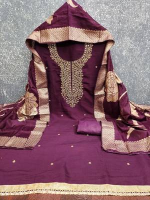 embroidered unstitched dress material 2