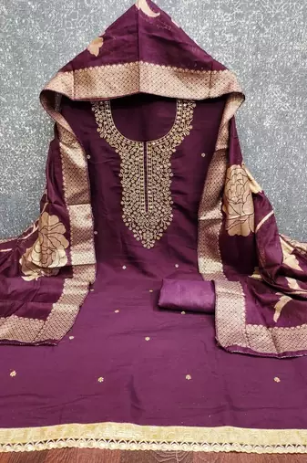 embroidered unstitched dress material