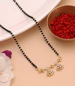 Radiant sheen gold color american diamond mangalsutra for elegant evening partywear