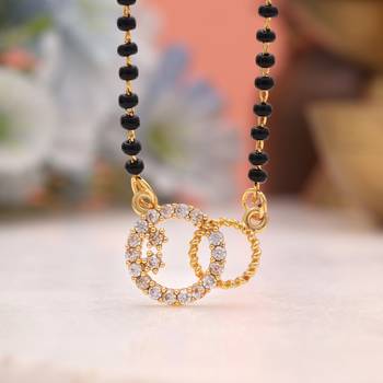 Timeless shining gold color american diamond mangalsutra perfect for ethnic outfits 2