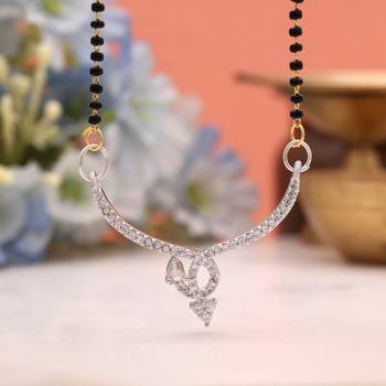 Pristine polish silver color american diamond mangalsutra designed for casual wear 2