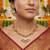 Dual tone maroon & green color matte gold necklace set with dangle earrings