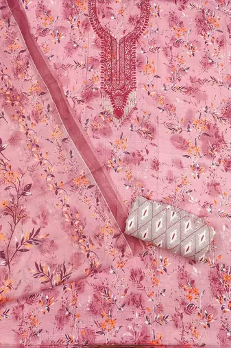 floral printed sequinned unstitched dress material