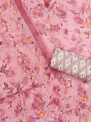floral printed sequinned unstitched dress material 4
