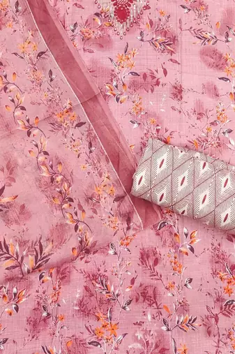 floral printed sequinned unstitched dress material