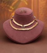 Playful rainbow multi color matte gold necklace set with matching stud earrings