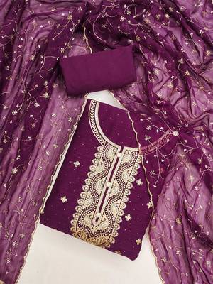 ethnic motifs embroidered sequinned unstitched dress material 1
