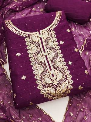 ethnic motifs embroidered sequinned unstitched dress material 2