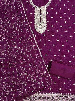 ethnic motifs embroidered sequinned unstitched dress material 3
