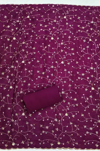 ethnic motifs embroidered sequinned unstitched dress material