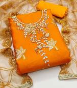 floral embellished sequinned & beads unstitched dress material