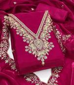 pink jimmychoo silk with sequence embroidery work unstitched dress material