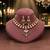 Festive hot pink & green color matte gold necklace set with dangle earrings