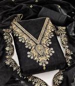 black jimmychoo silk with sequence embroidery work unstitched dress material