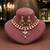 Soft blush pink color matte gold necklace set accompanied by dangle earrings