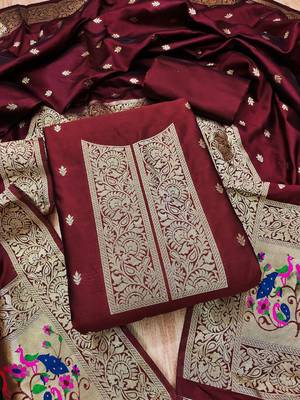 banarasi paithani unstitched dress material 1