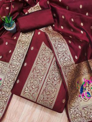 banarasi paithani unstitched dress material 2