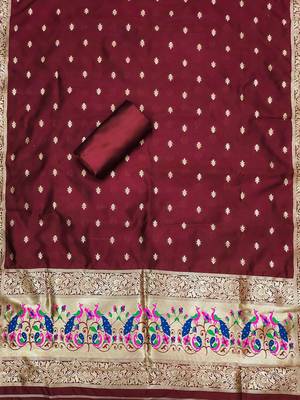 banarasi paithani unstitched dress material 4