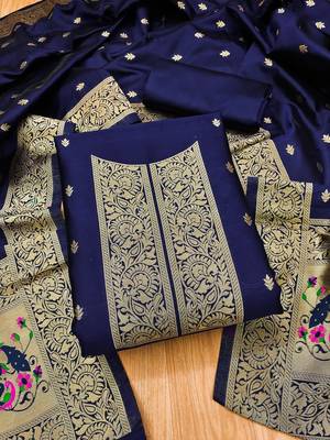 banarasi paithani unstitched dress material 1