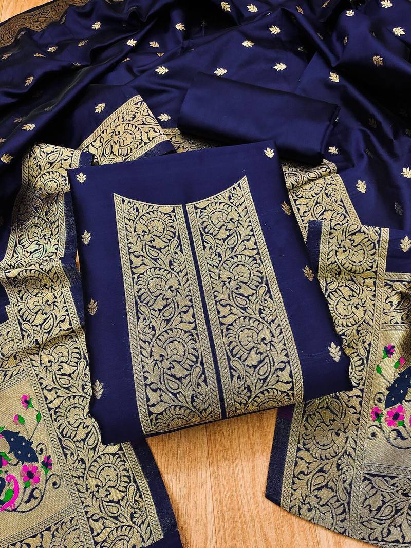 Banarasi Paithani Unstitched Dress Material
