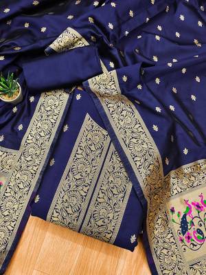 banarasi paithani unstitched dress material 2