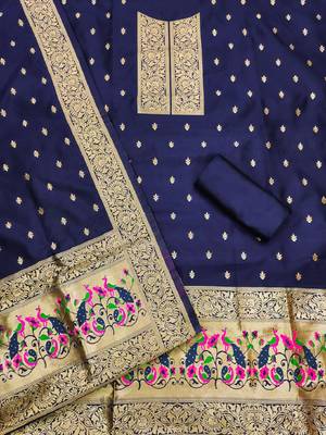 banarasi paithani unstitched dress material 3