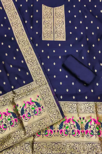 banarasi paithani unstitched dress material