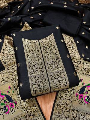 banarasi paithani unstitched dress material 1