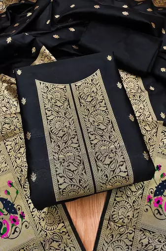 banarasi paithani unstitched dress material