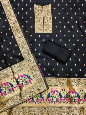 banarasi paithani unstitched dress material 3