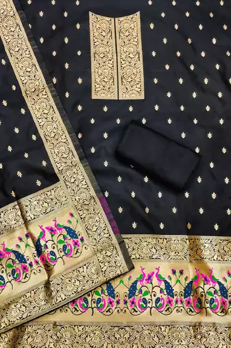 banarasi paithani unstitched dress material